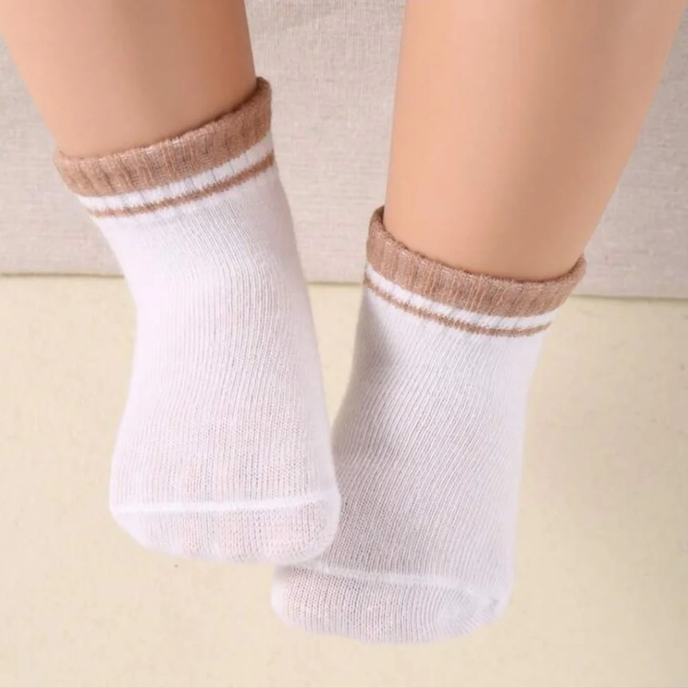 Assorted Neutral Color Toddler Ankle Elastic Socks Set 10 Pairs